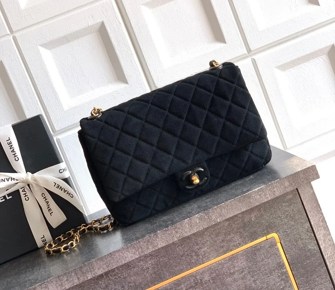 Suede Flap Bag – Genuine Leather, 26x18x7cm, Full Packaging
