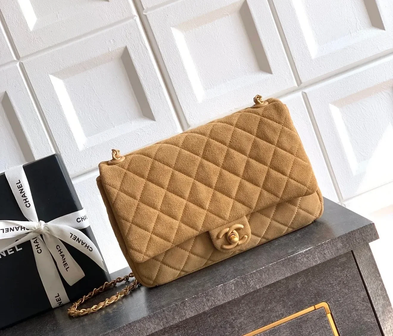 Suede Flap Bag