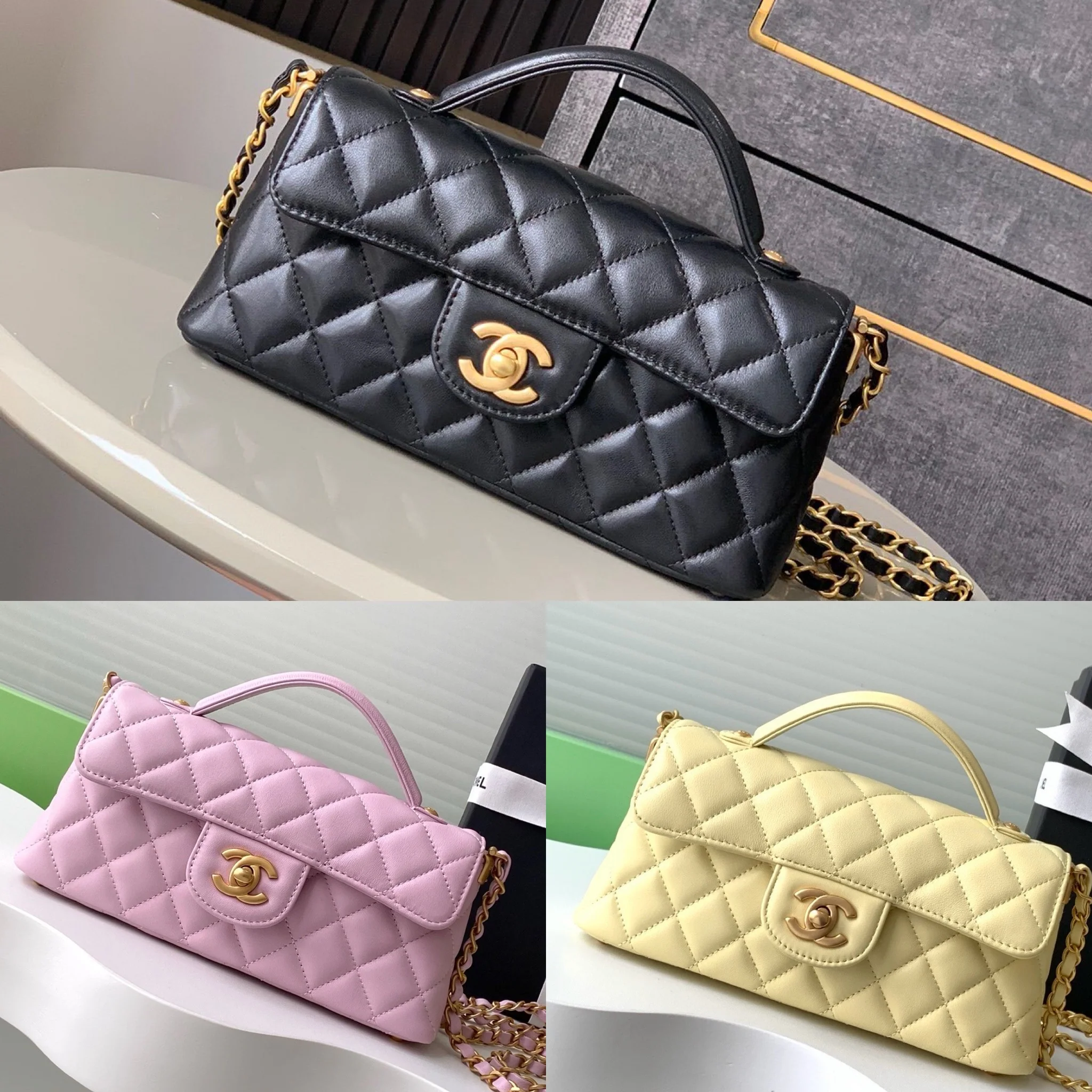 Real Leather Horizontal Flap Bag - 20x14x5cm