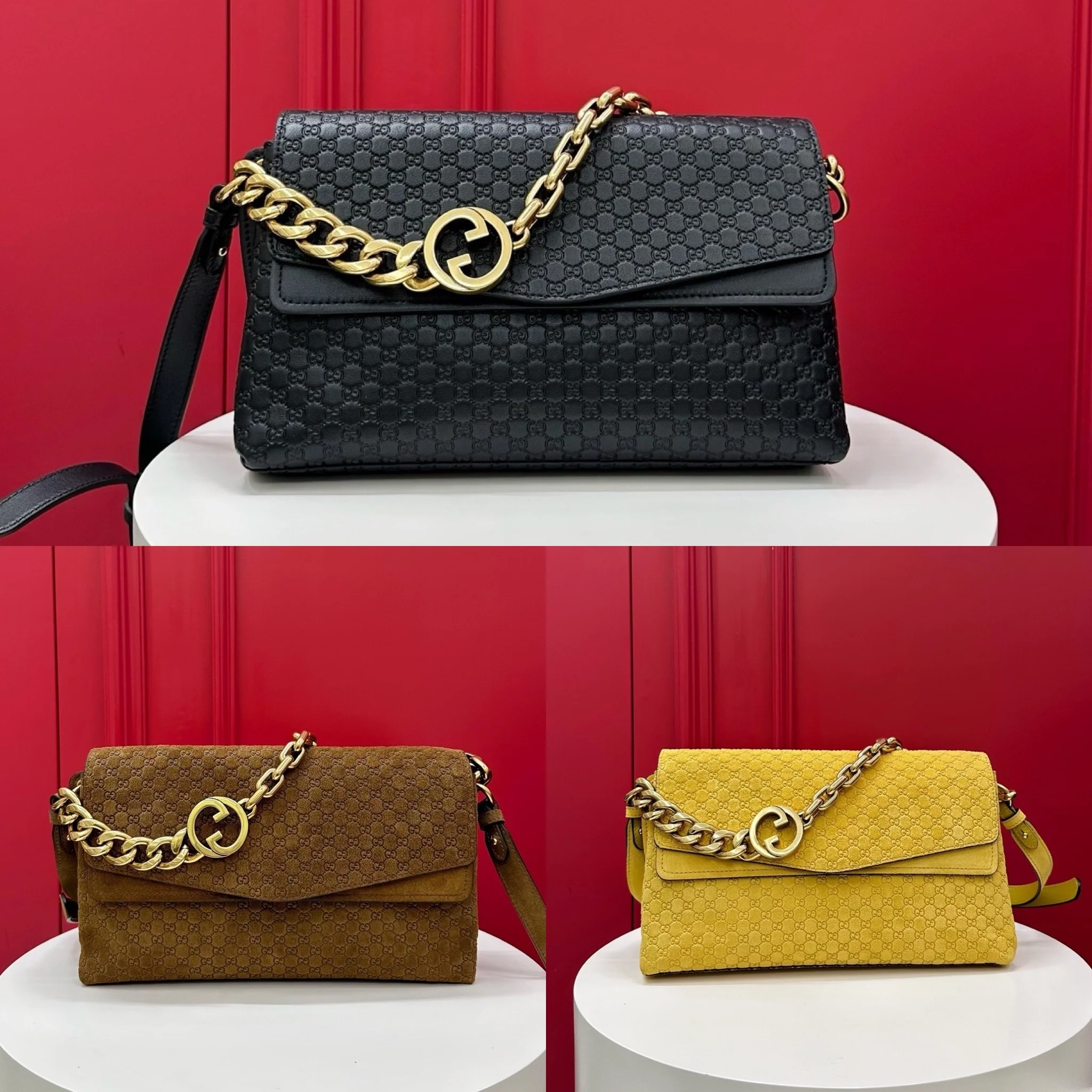 Real Leather Medium Chain Bag | 28cm Classic Shoulder Bag