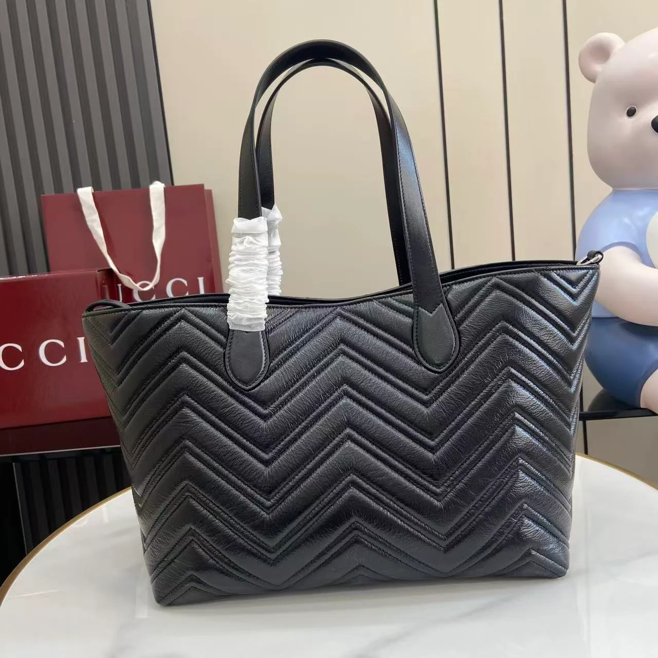 GG Tote Bag in Real Leather - 30cm x 23cm x 8cm