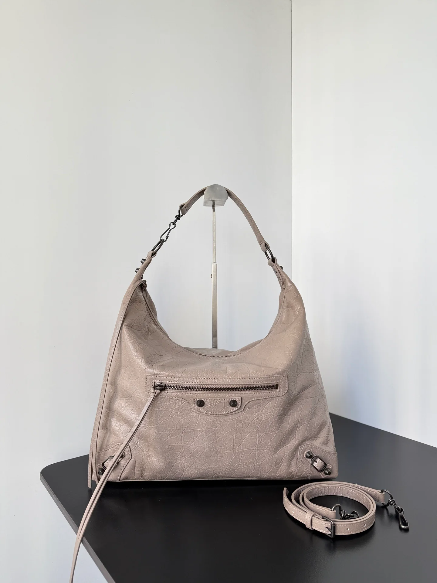 City Hobo Lambskin Leather Shoulder Bag
