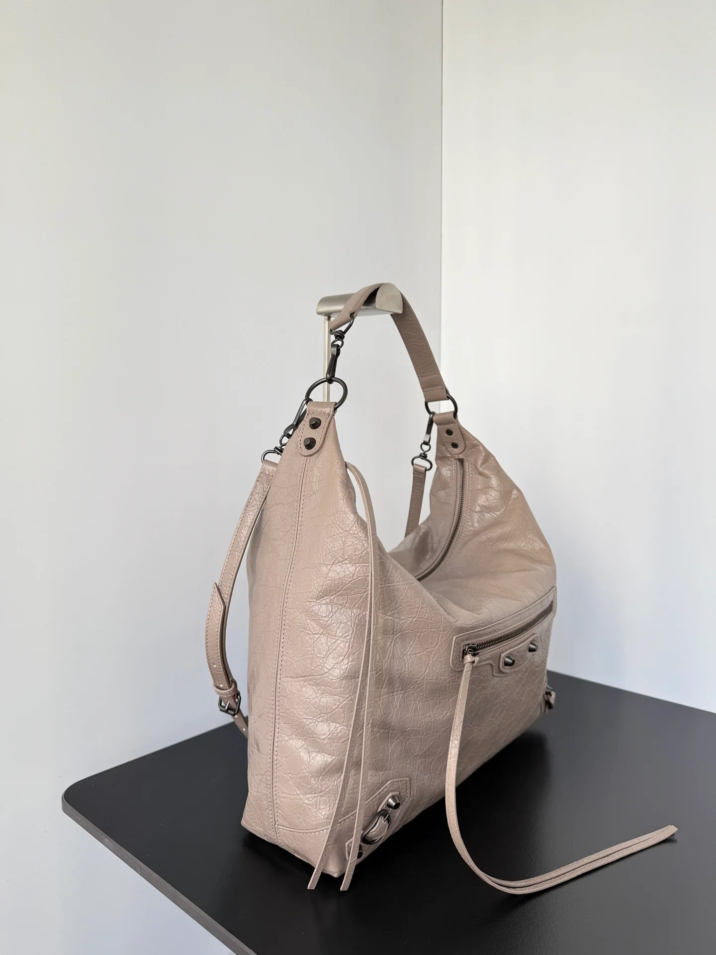 City Hobo Lambskin Leather Shoulder Bag