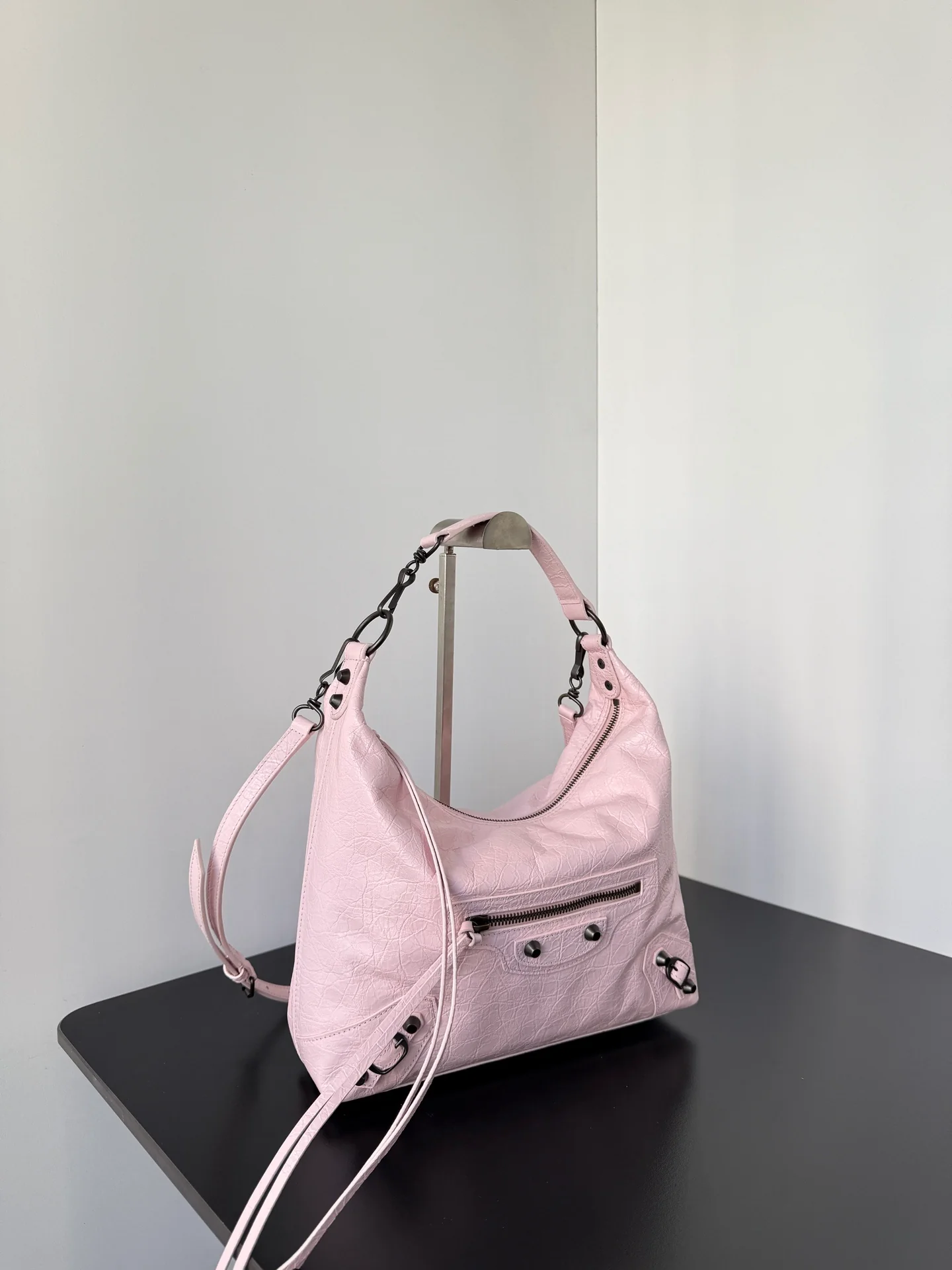 City Small Hobo Lambskin Leather Crossbody Bag