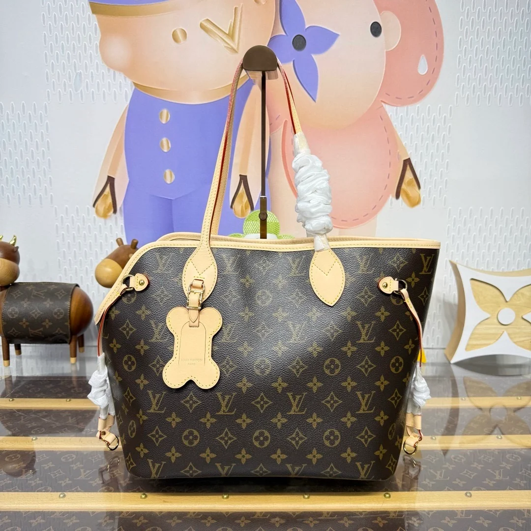 Real Leather & Coated Canvas Neverwoof Tote Bag 32x28x14cm