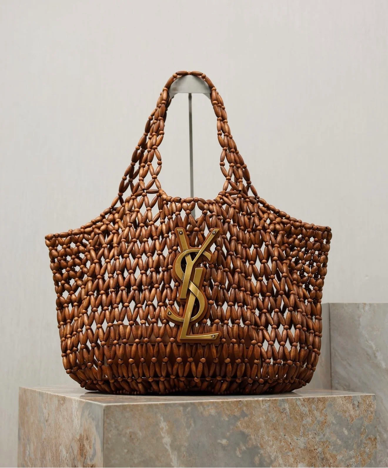 Icare Beaded Genuine Leather Shoulder Bag - 31cm x 28cm x 15cm