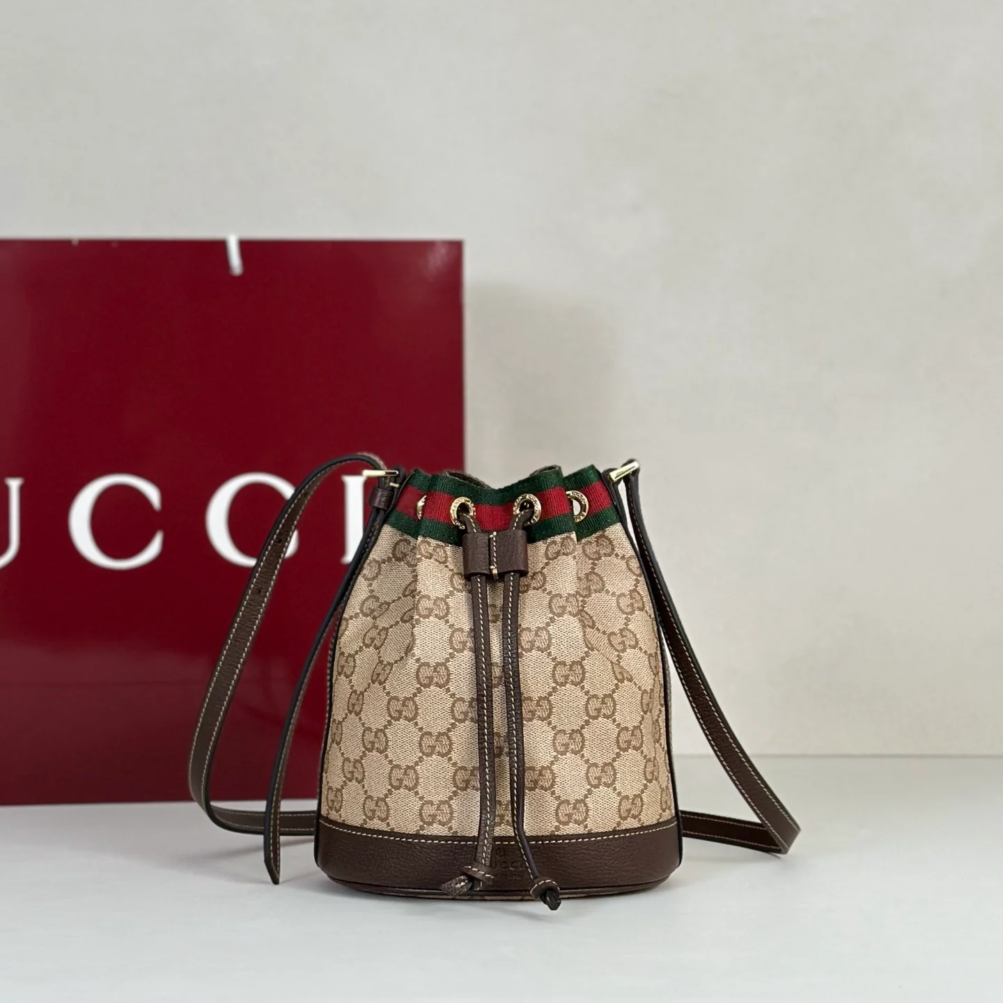 Venice Mini Bucket Bag - Real Leather & Coated Canvas