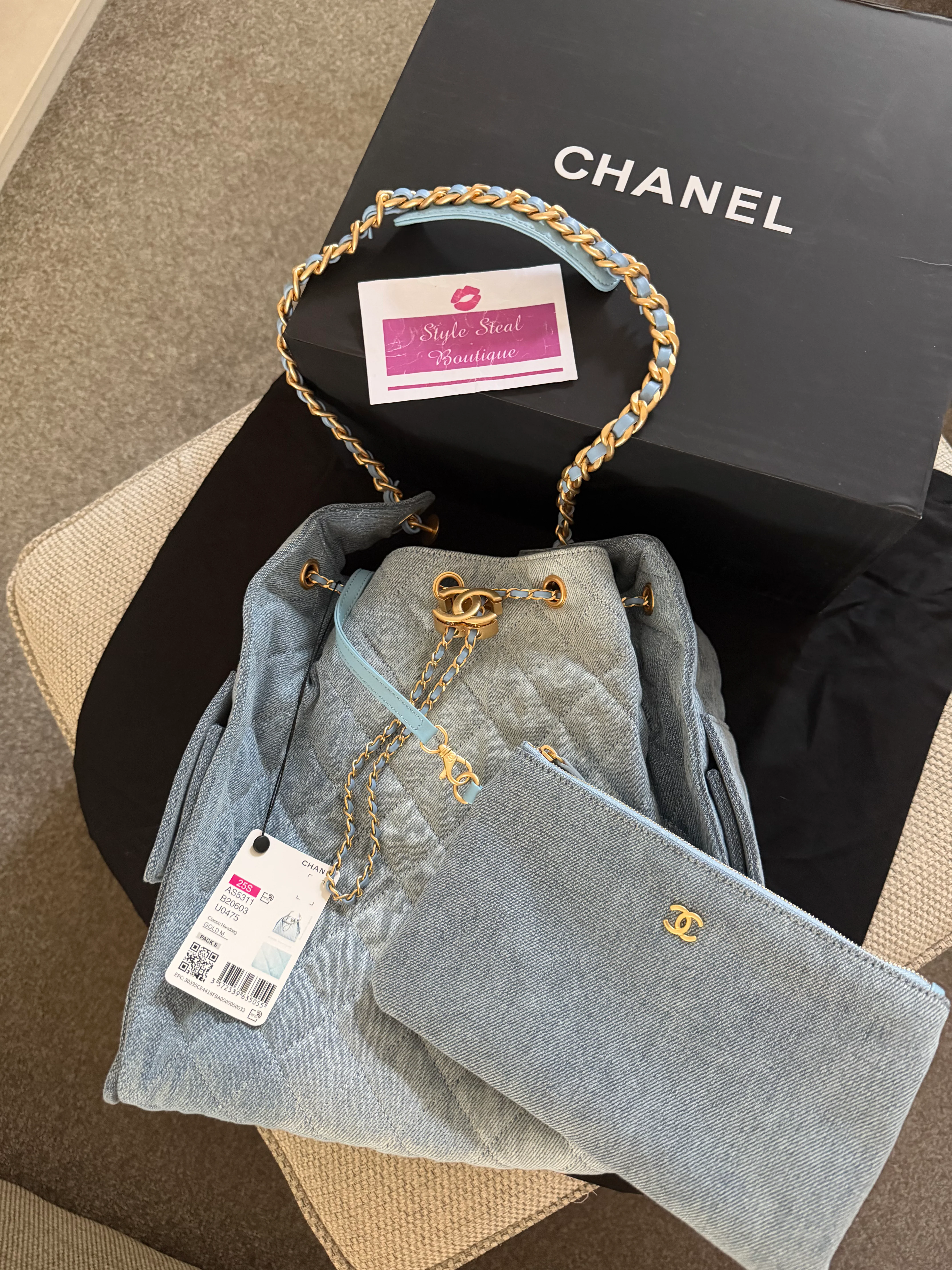 CC Large Hobo Bag - Real Leather and Denim