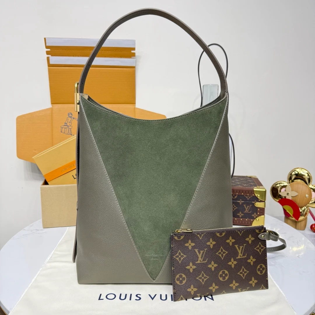 Low Key Hobo Bag - Real Leather, Spacious 35x31x18 cm