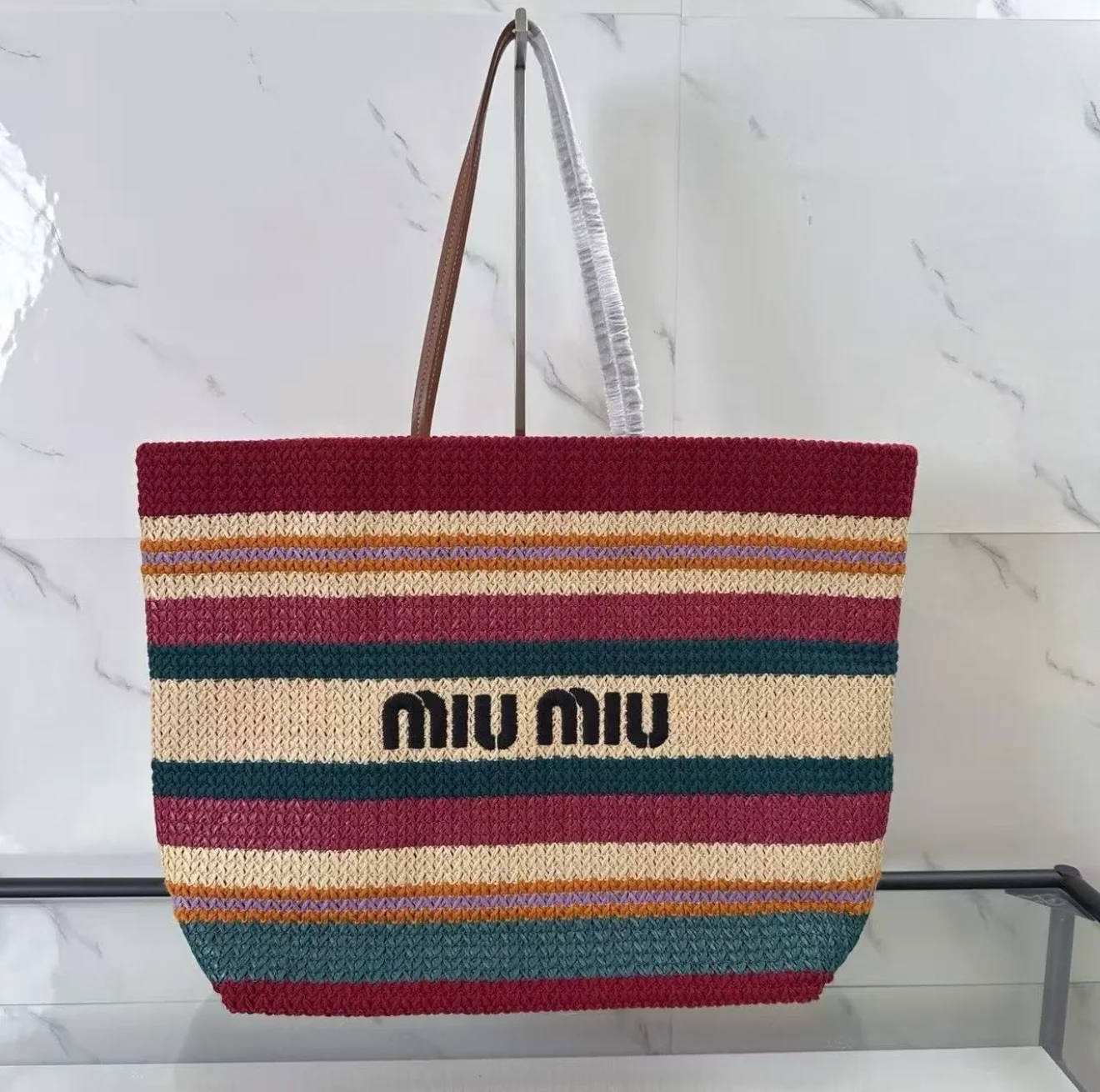 Handwoven Real Leather Tote Bag – Spacious 40cm Carryall
